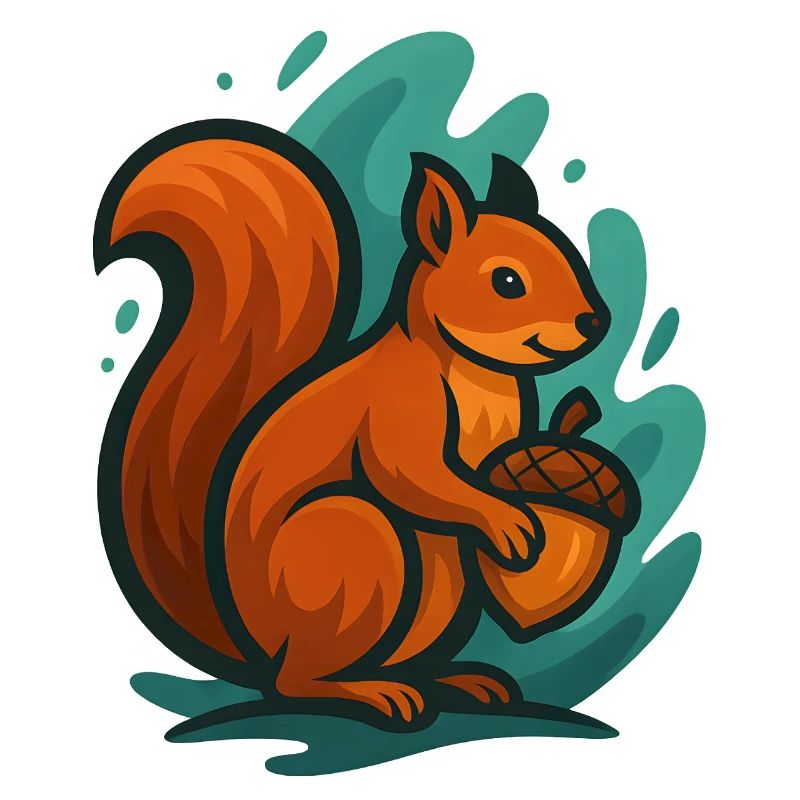 Squirrel with nut in colorful waves