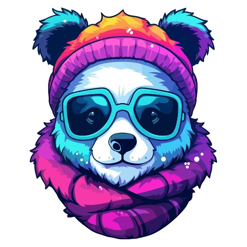 Neon-Regenbogenbär-Straßenstil mit Sonnenbrille