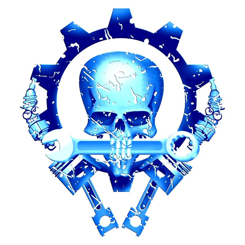 Skull mechanic piston spark plug engine