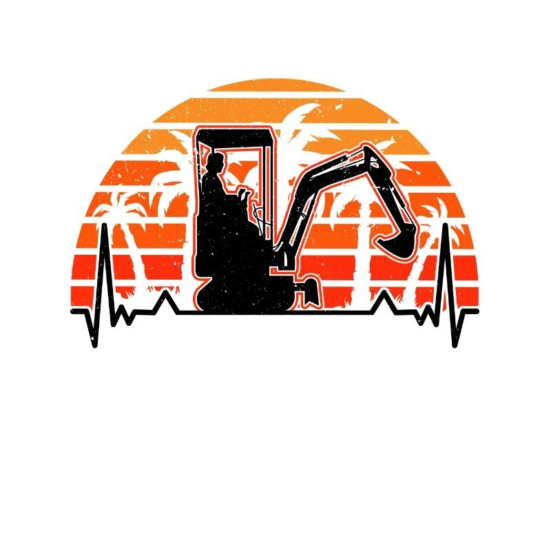 Baggerführer Herzschlag Retro Bagger Baggerfahrer