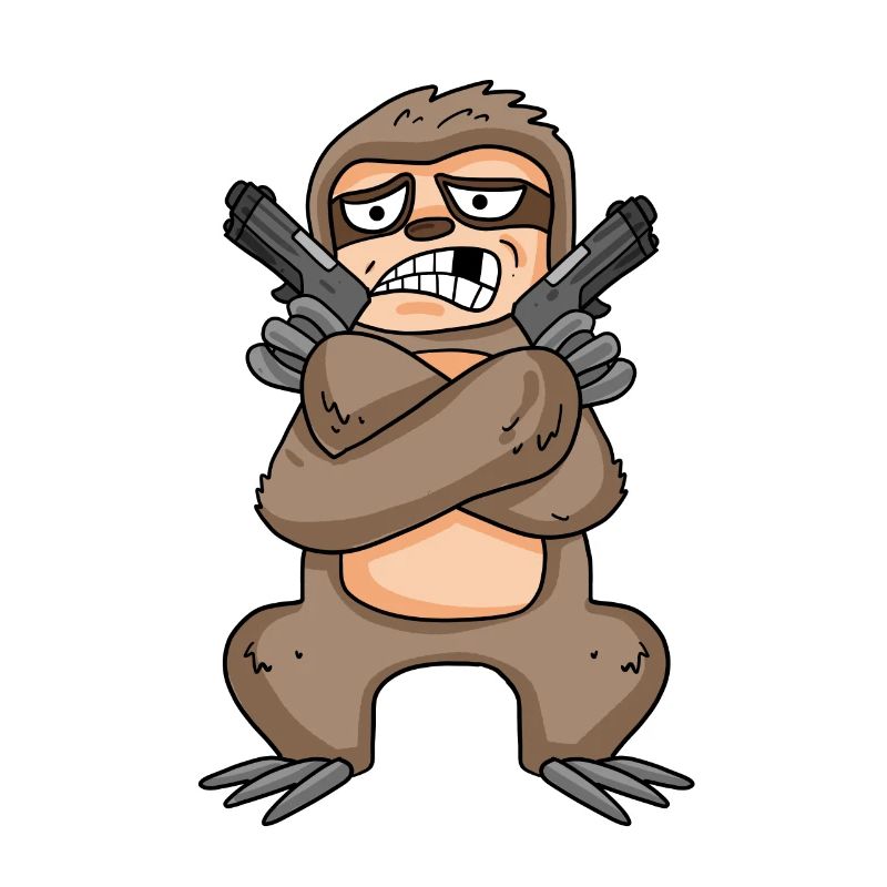 Sloth with pistol