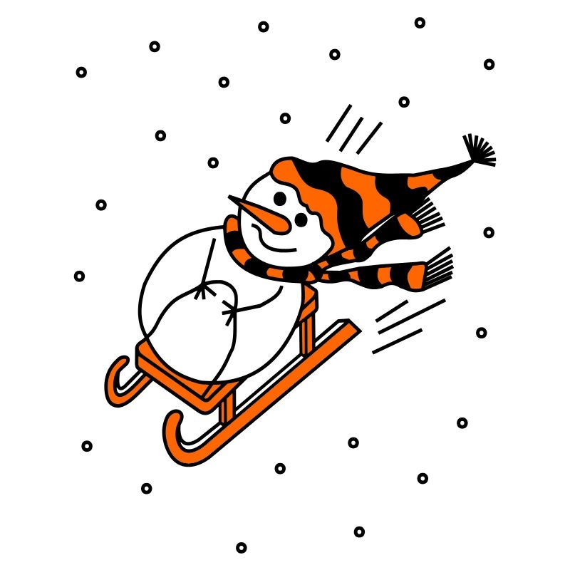 Schlittenfahrender Schneemann