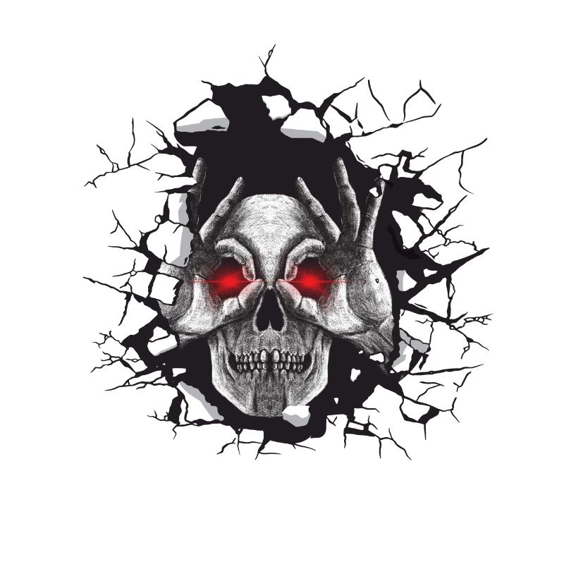 Conception du crâne, Crâne regarde à travers le trou mural à bientôt