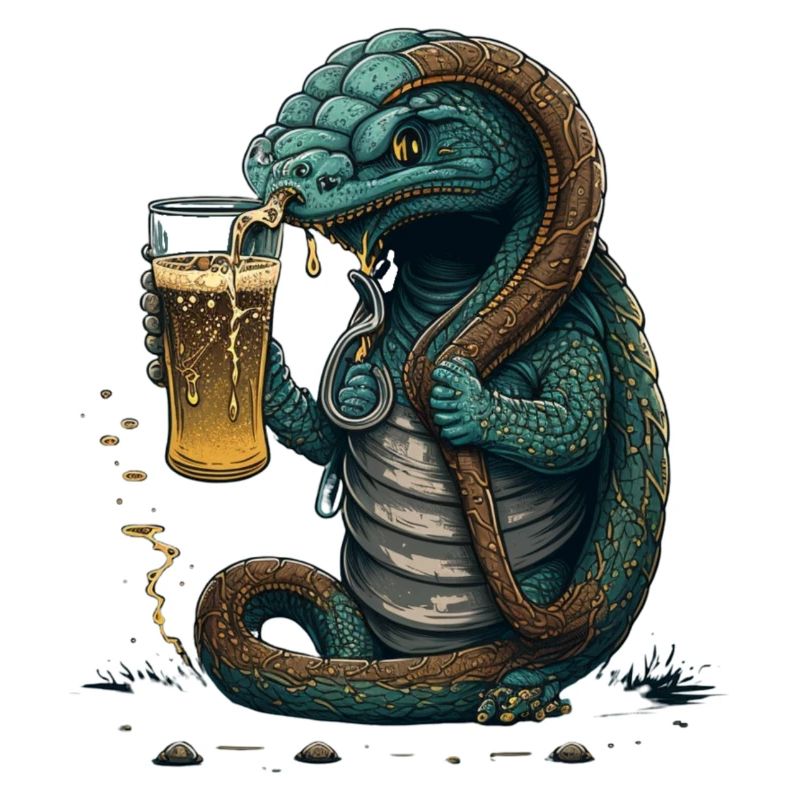 Cool Lizard with Beer Comic Illustration