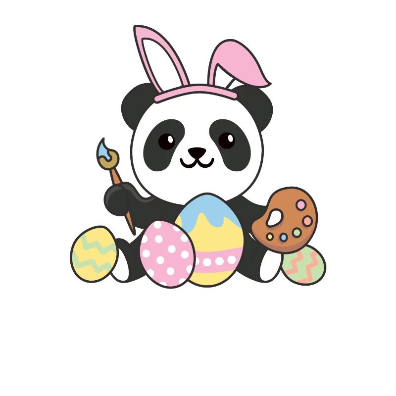 joyeuses Pâques panda mignon Pâques avec œufs de Pâques
