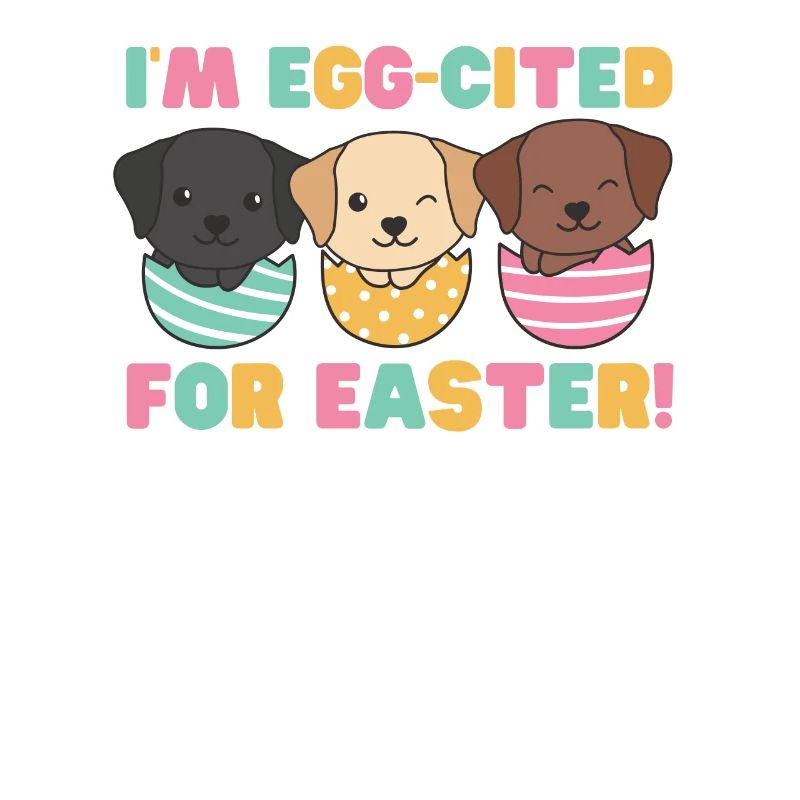 cute dogs at Easter with Easter eggs Labrador