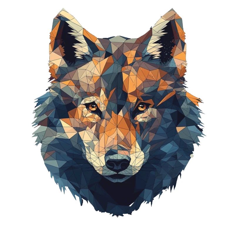 Geometric Wolf Head in Triangle Look