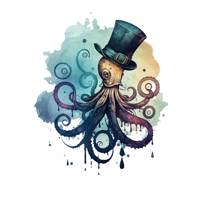 Octopus wears big top hat