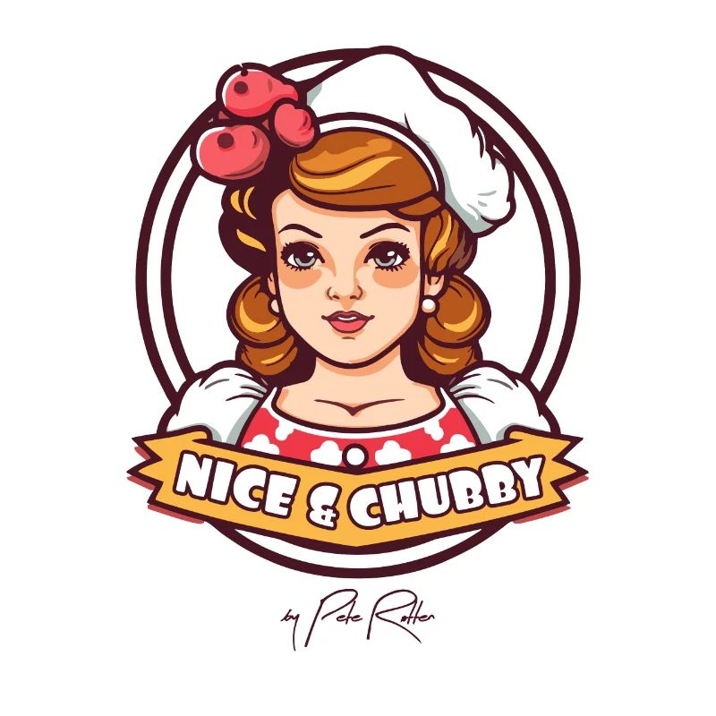 faux logo de restauration rapide, agréable et potelé