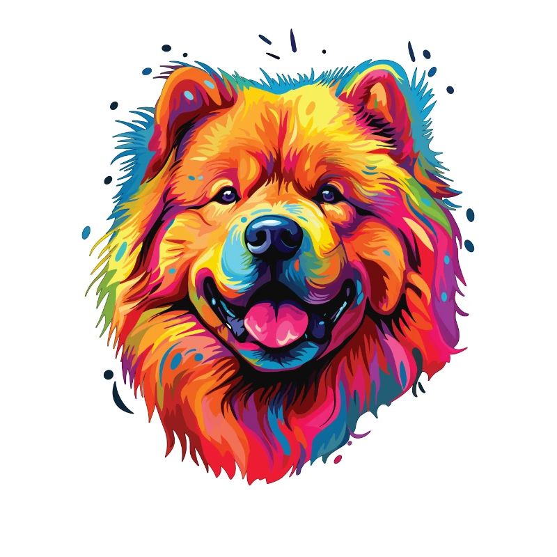 Aquarelle colorée Chow Chow