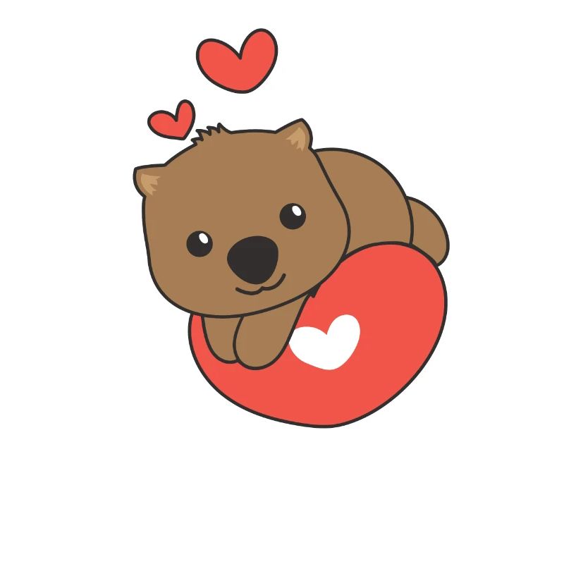 Wombat Saint-Valentin Animaux Mignons Coeurs