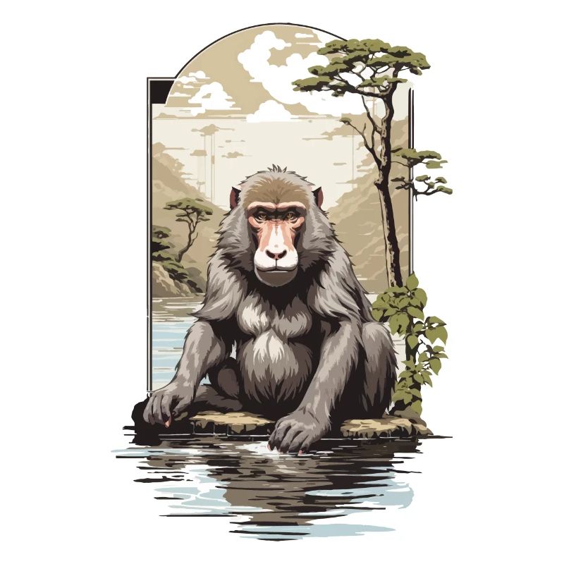 Asian Monkey Nature Aesthetic Monkey Design