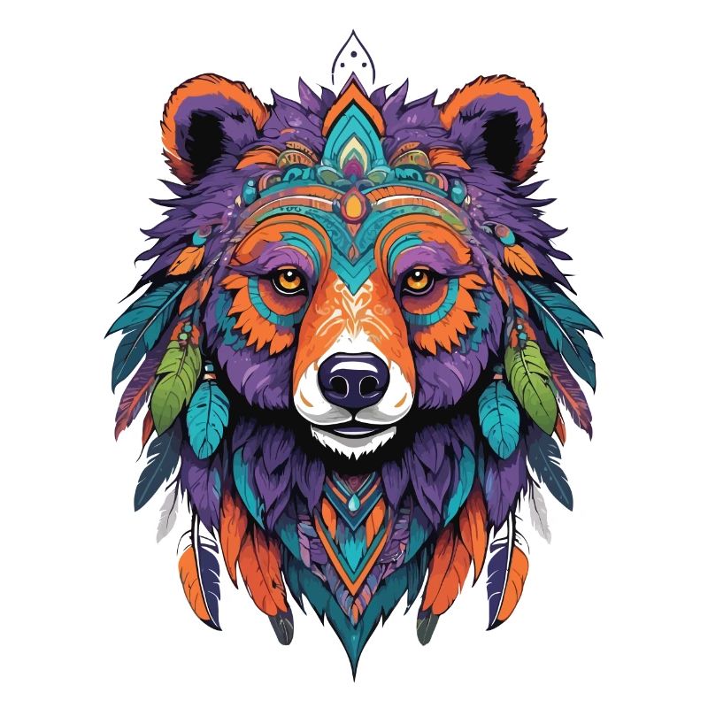 Spirit Bear Mandala Feathers Esoteric Design