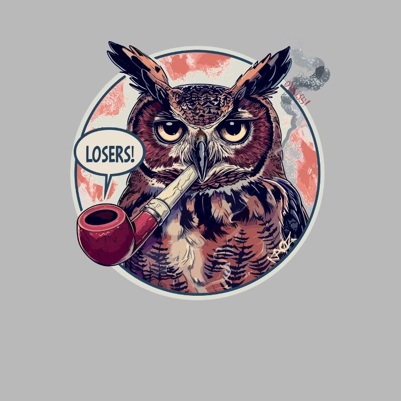 Un hibou avec une pipe à tabac dit « perdant »