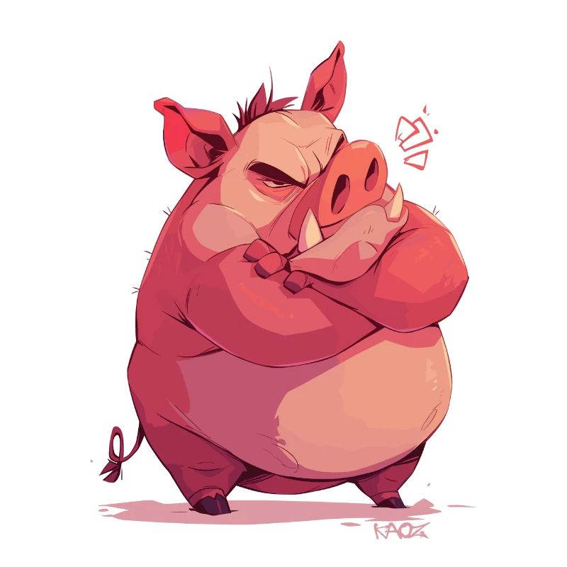 Cochon en colère et offensé
