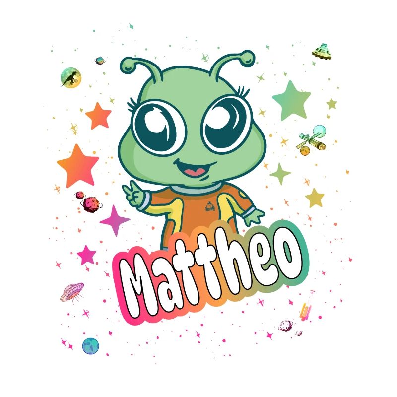 MATTHEO - Beau nom de garçon avec un extraterrestre mignon