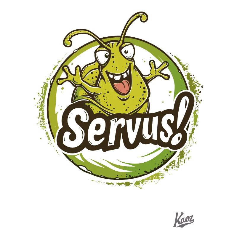 Escargot avec des bras agités : Servus !