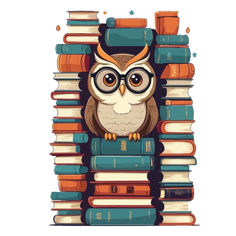 Bücher Eule Süße Buch Illustration Lesender Kauz