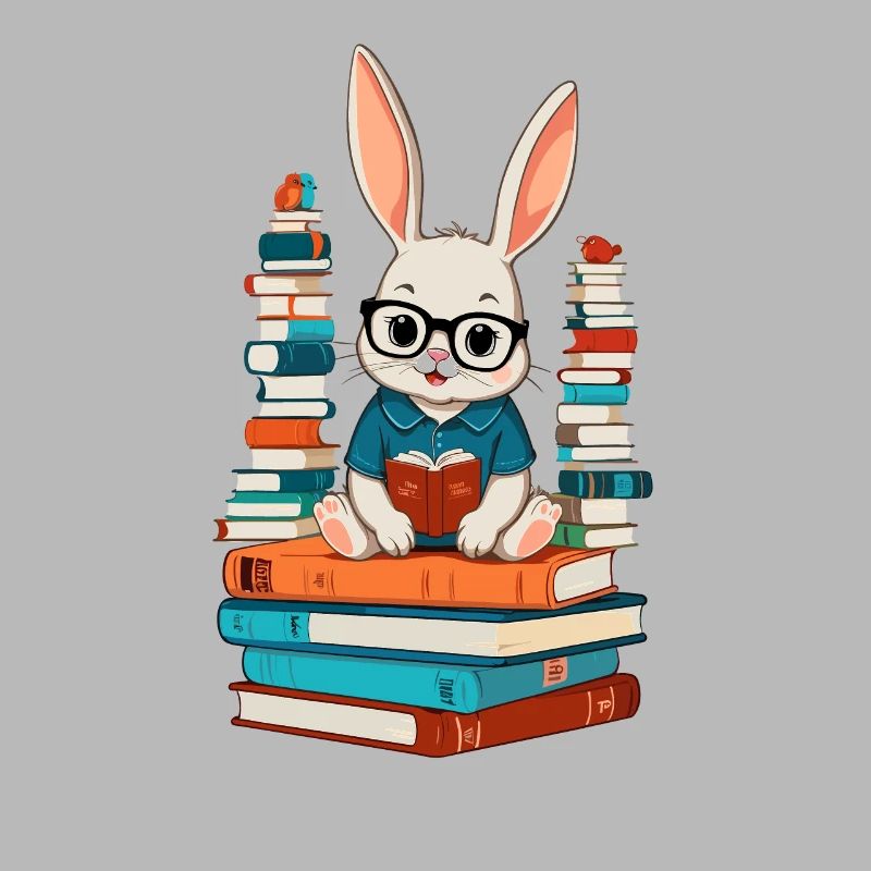 Reading bunny Enthusiastic book lover