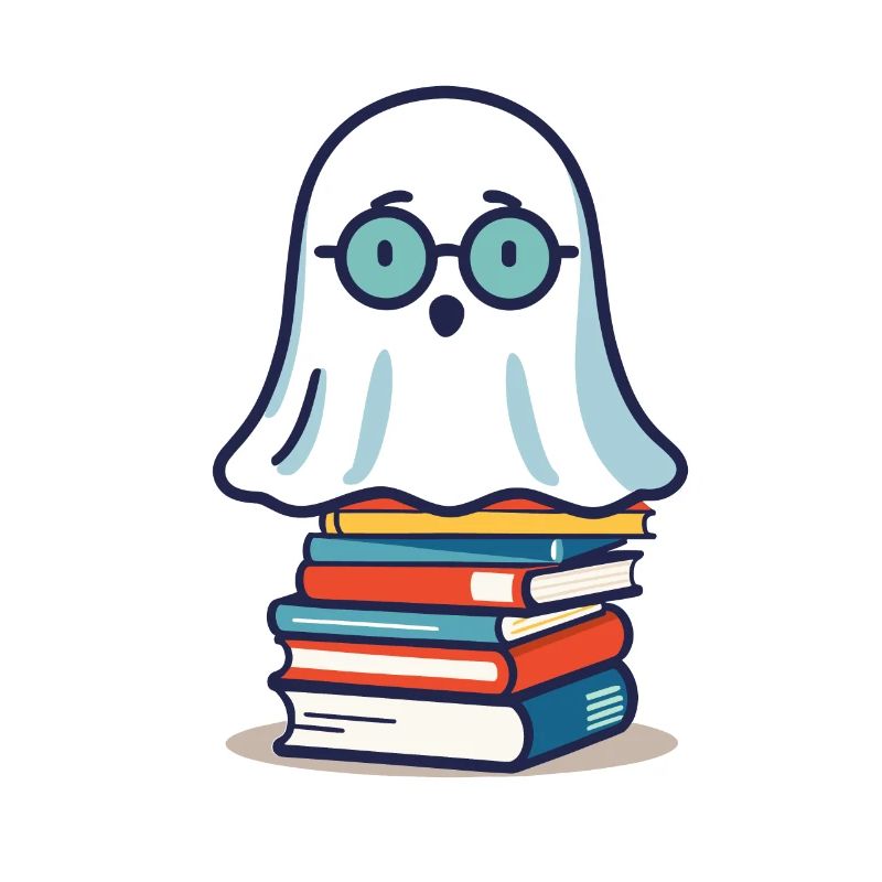 Reading Halloween Ghost Cute Bookworm