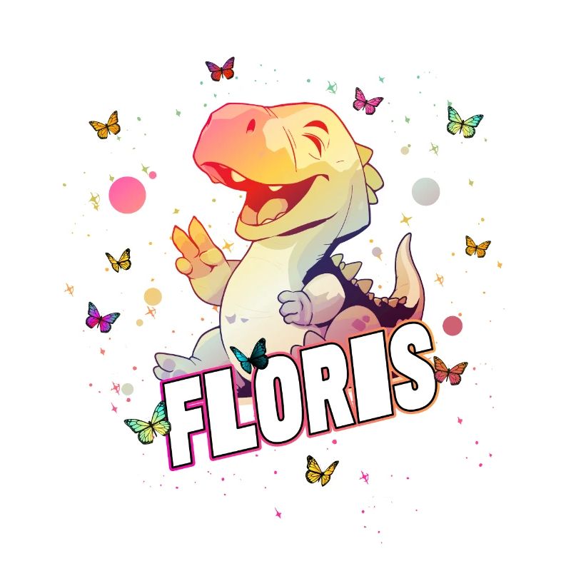 FLORIS - Beautiful boy name with cute DINO T-REX