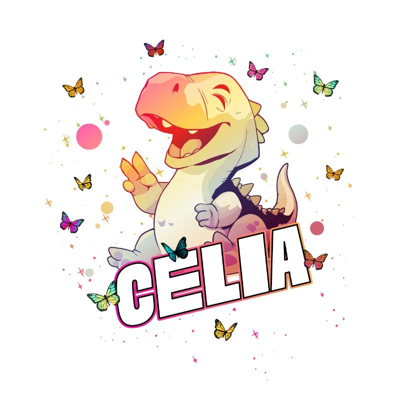 CELIA - Schöner MÄDCHEN Name mit süßem DINO T-REX