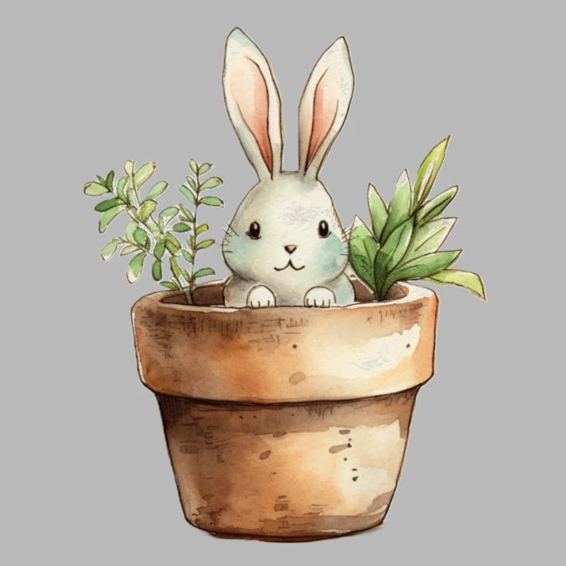 Lapin dans un pot de fleurs - pour la classe lapin