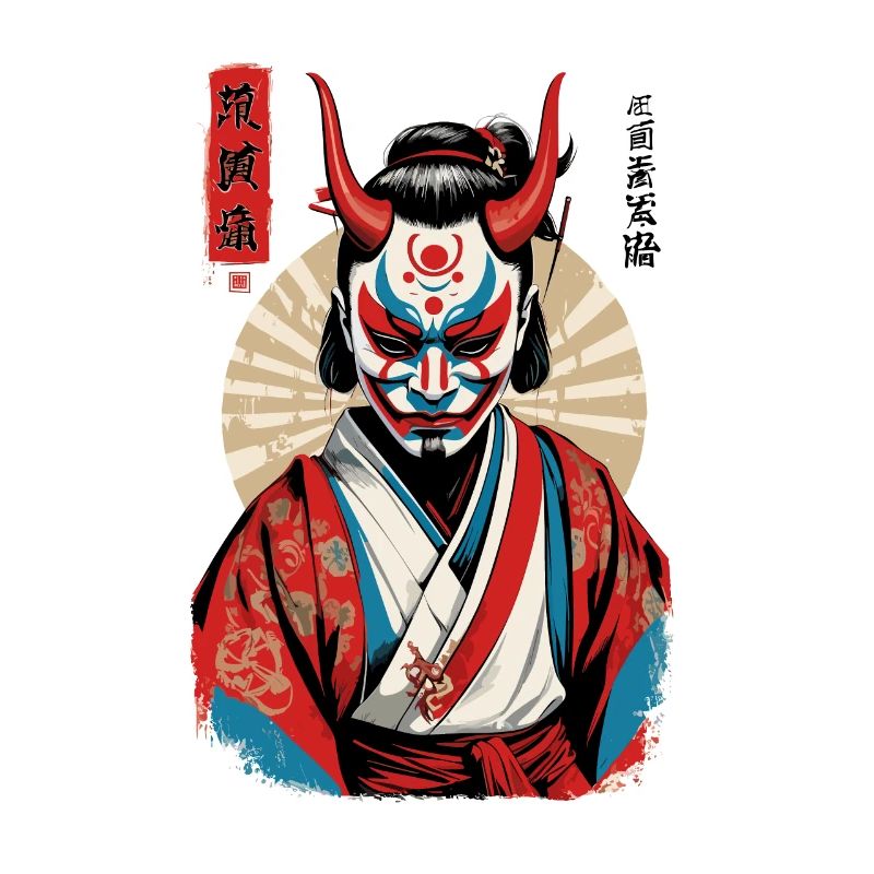 Oni Demon Mask Japanese Samurai Artwork