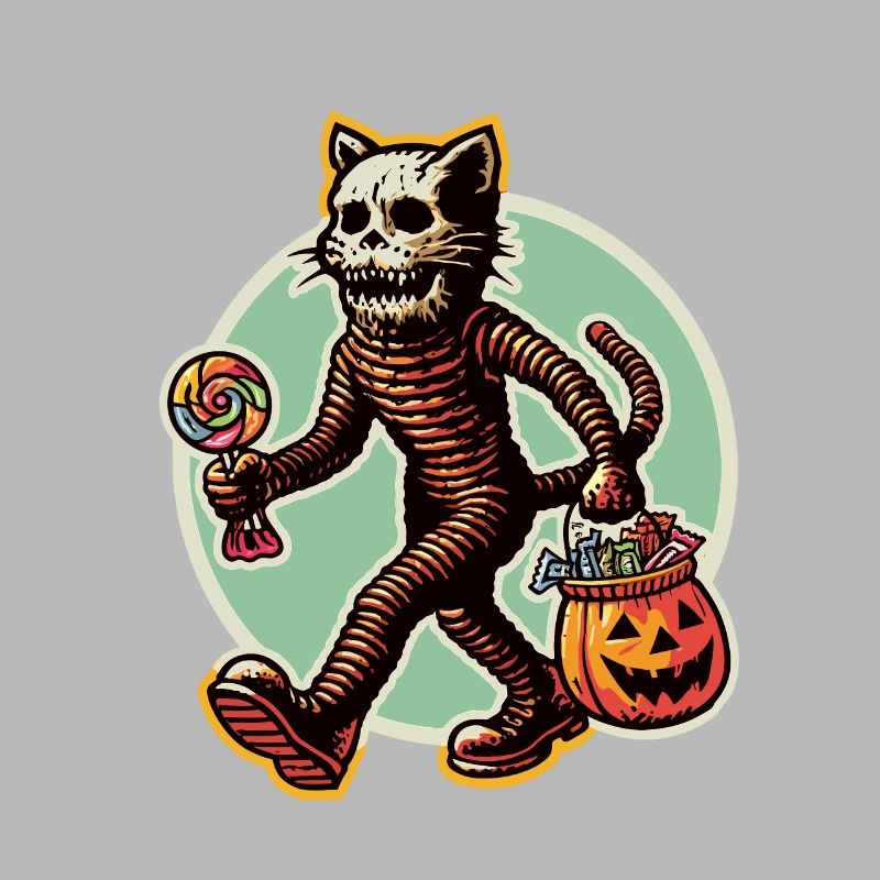 Untote Zombie Katze Süßes Oder Saures Halloween