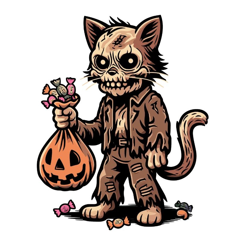 Untote Zombie Katze Süßes Oder Saures