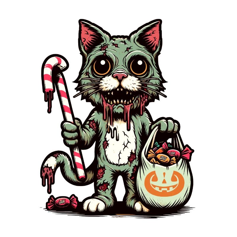 Untote Zombie Katze Süßes Oder Saures