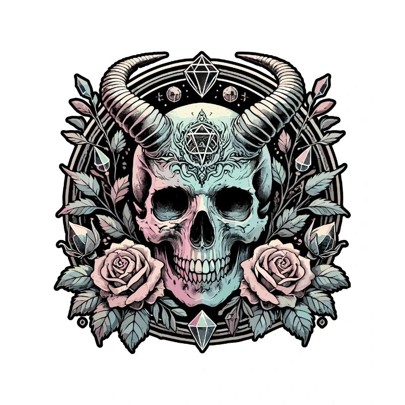 Pastel Goth esthétique Dark Skull Design
