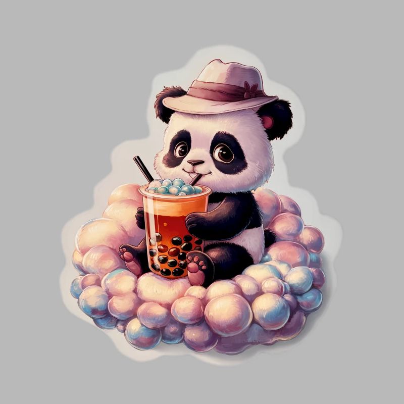 Cute Panda Bubble Tea Illustration