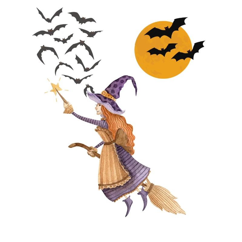 Sorcière céleste sur son balai