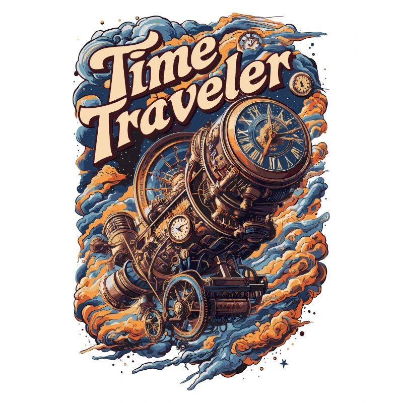 Zeitreisender Steampunk Uhr Abenteuer Design