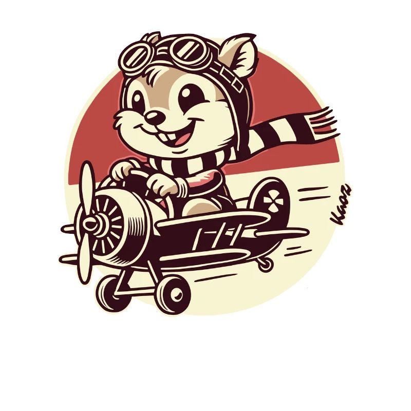Lustiger Eichhörnchen Pilot im Propeller-Flugzeug