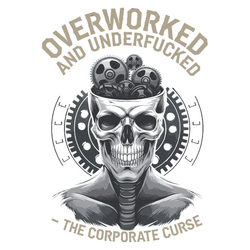 Overworked & Undervalued - Corporate Skull Design