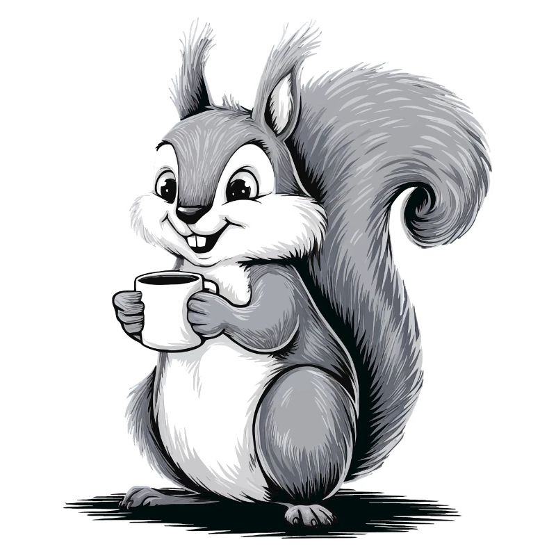Écureuil Eichhörnchen Boire Café Caféine