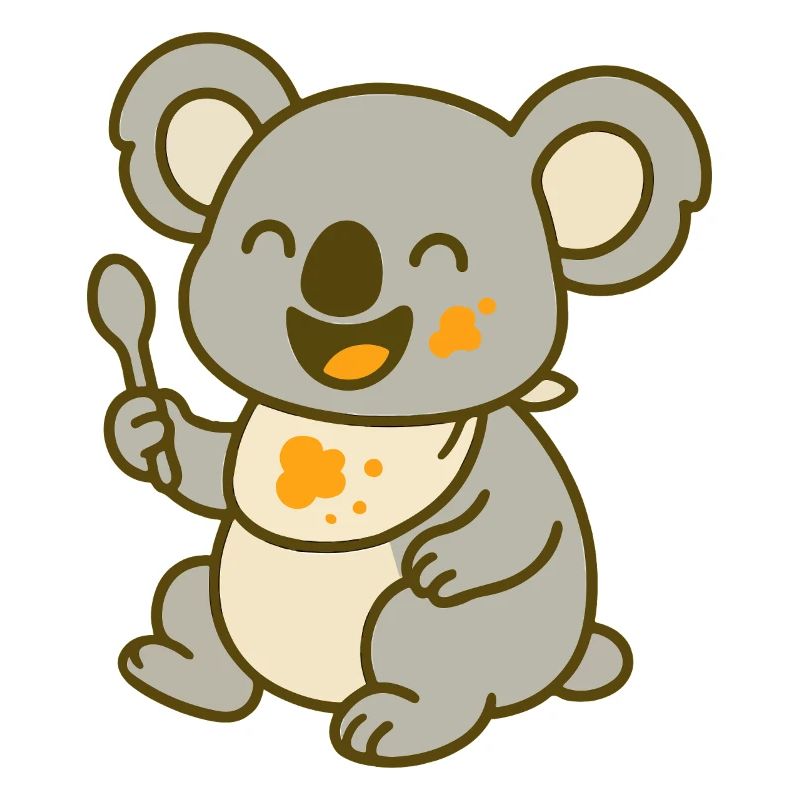 Mignon bébé koala mangeant
