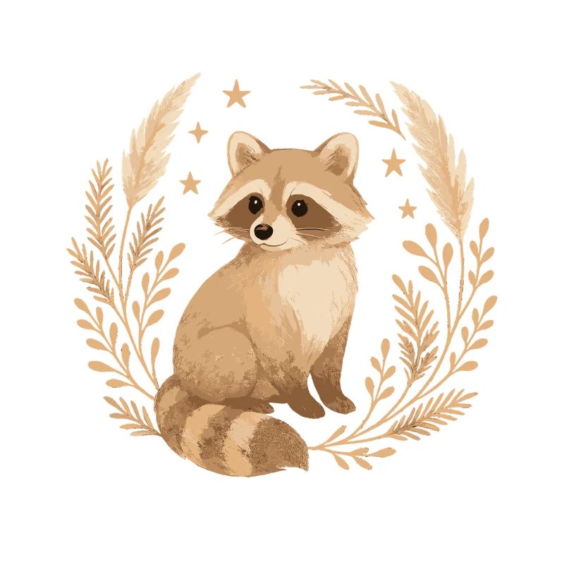 Boho Waschbär – Natur Design mit Sternen