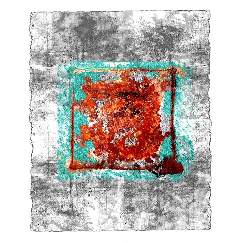 Rostquadrat auf grauer Textur