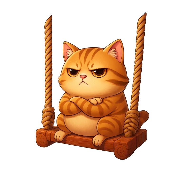 Grim Cat on Swing Cartoon Playground