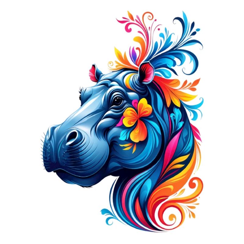 Cheval coloré avec des fleurs