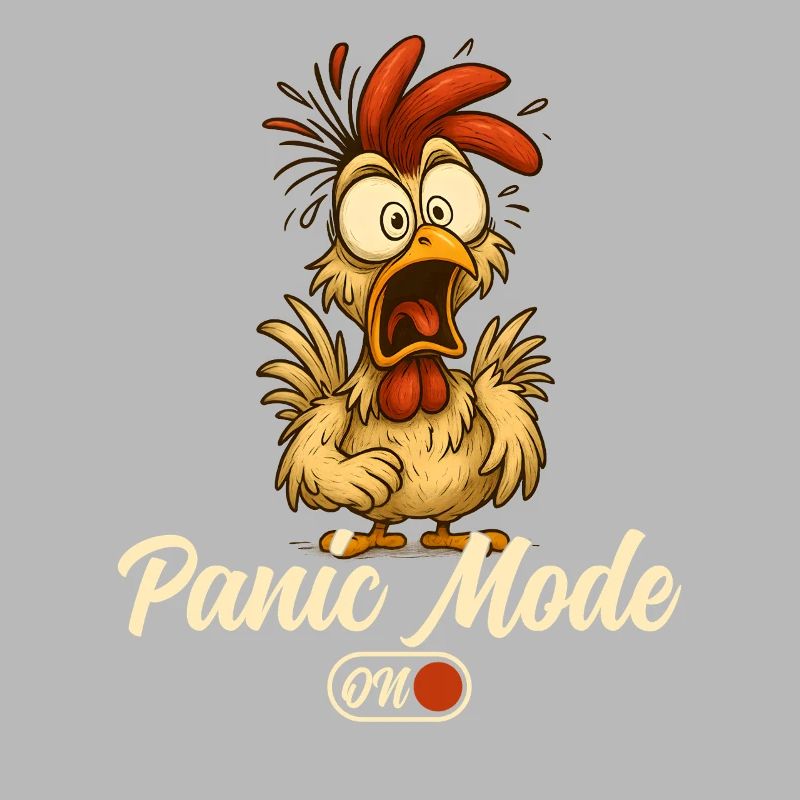 Panic Mode Rooster Cartoon