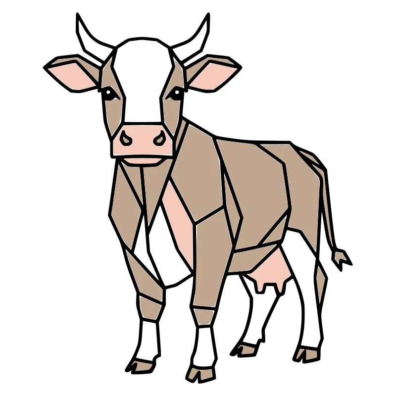 Vache géométrique Low Poly Modern