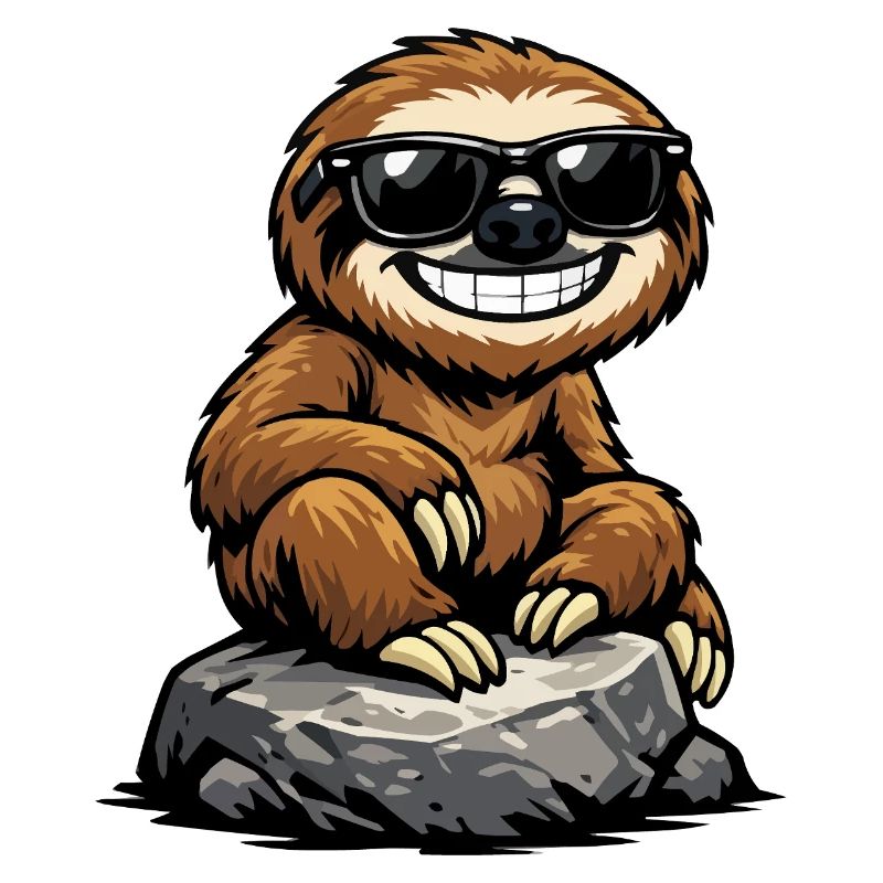 Sun Sloth on Rocks
