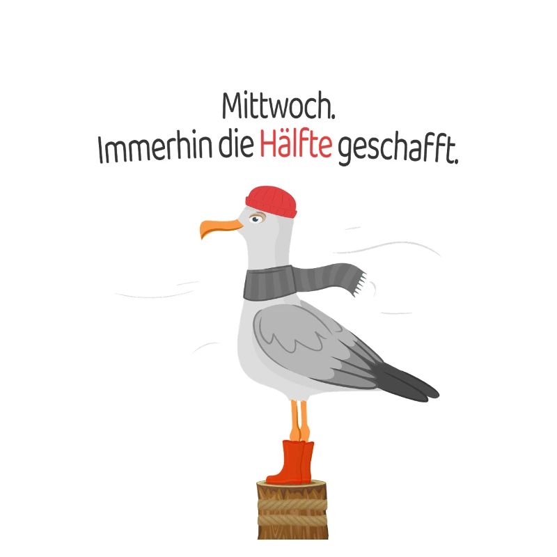  Lustiger Möwe Spruch  Mittwoch Halb Geschafft 