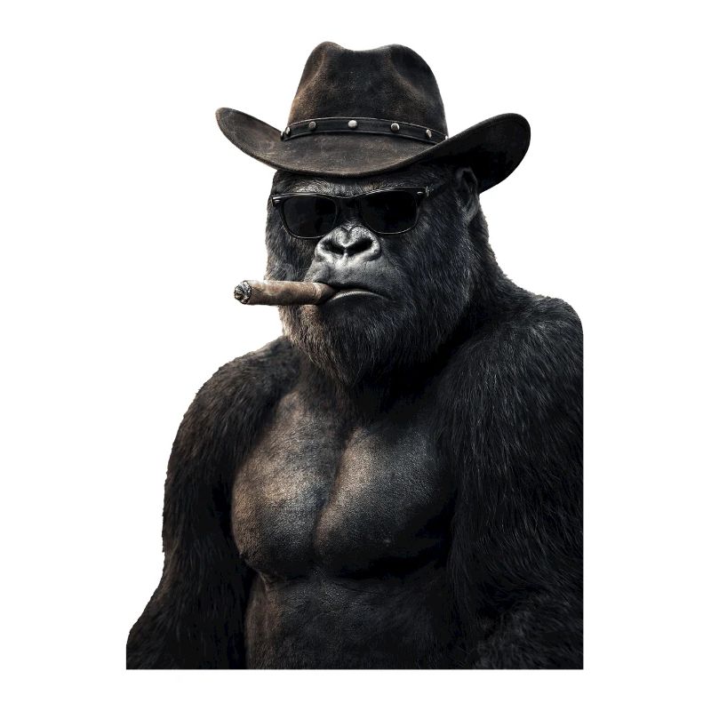 Gorilla mit Hut, Sonnenbrille und Zigarre