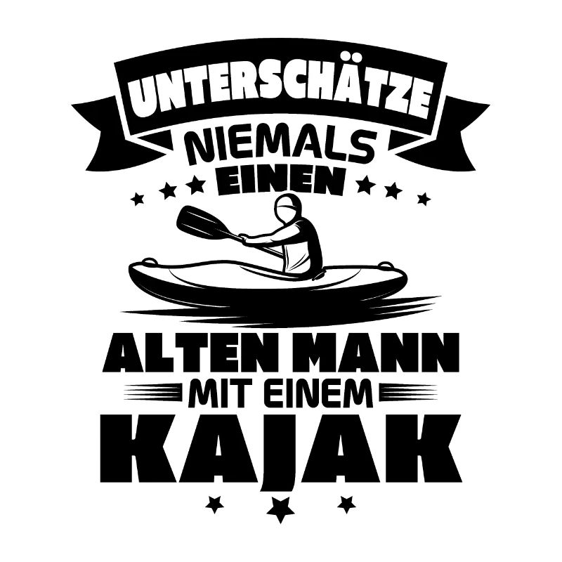Alten mann mit einem Kajak