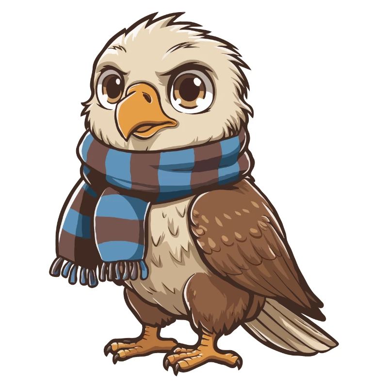 Aigle mignon avec écharpe